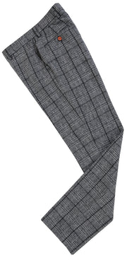 Light Grey Houndstooth Plaid Tweed 3 Piece Suit