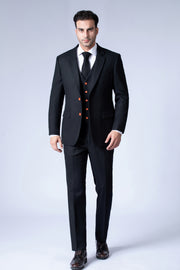 Black Twill Tweed 3 Piece Suit