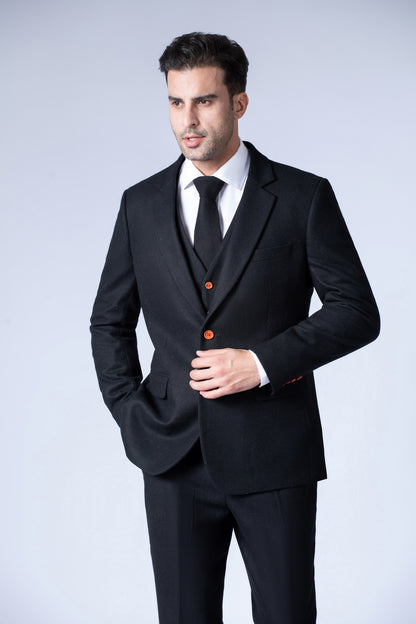 Black Twill Tweed Suit