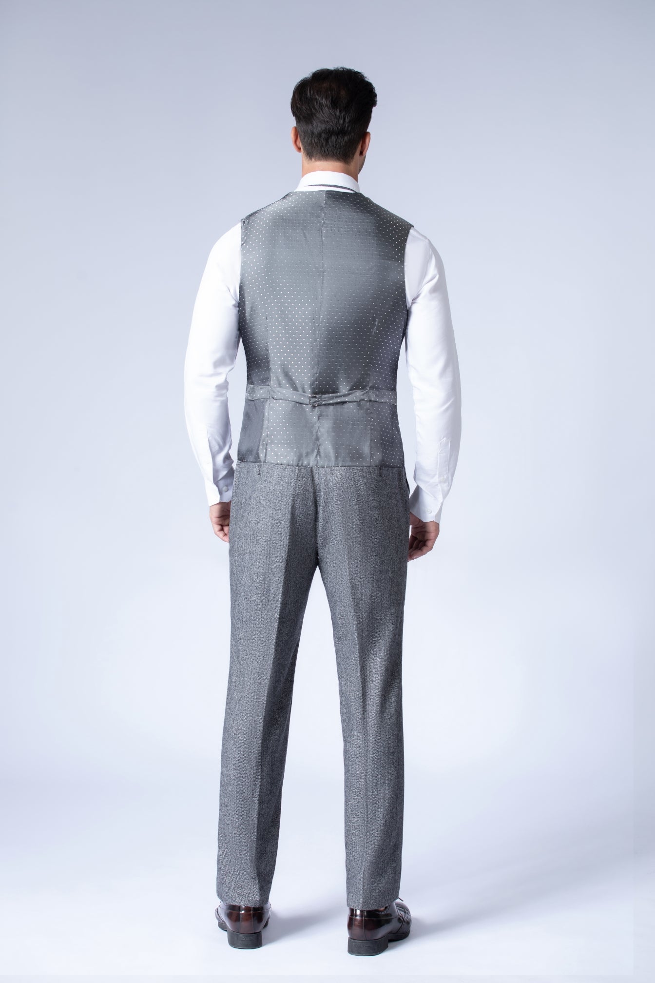 Classic Grey Herringbone Tweed Suit