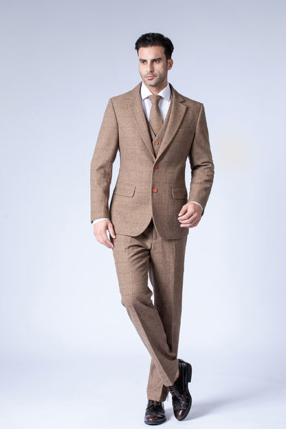 Traditional Brown Estate Herringbone Tweed Suit