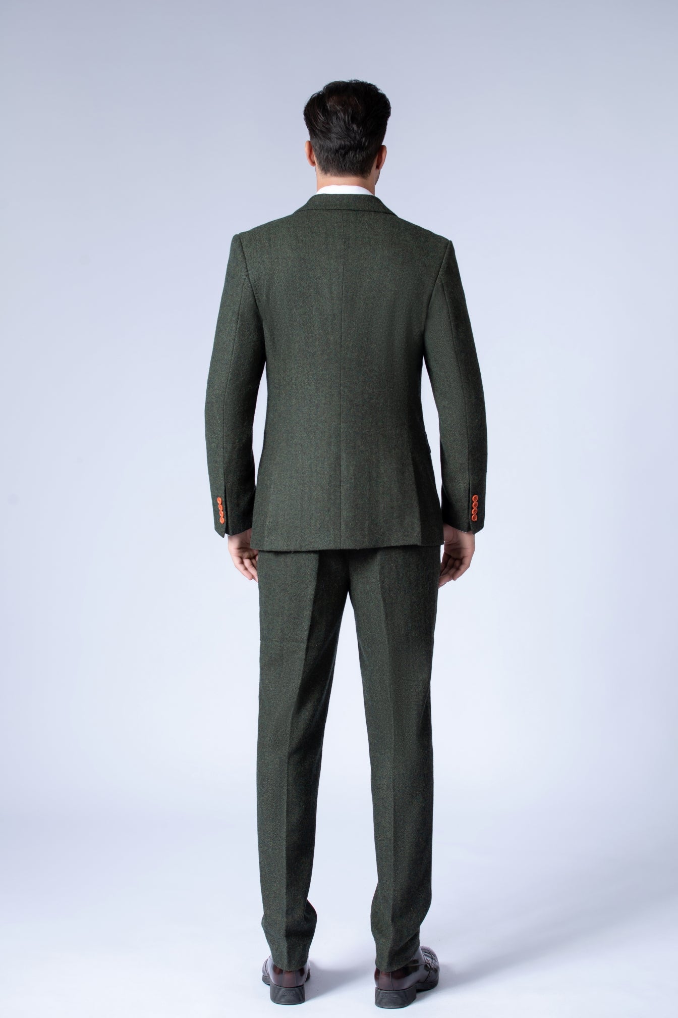 Green Herringbone Tweed Suit