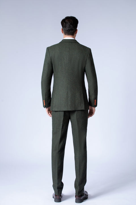 Green Herringbone Tweed Jacket