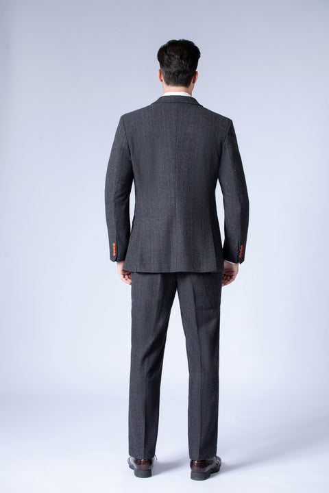 Dark Grey Estate Herringbone Tweed 3 Piece Suit