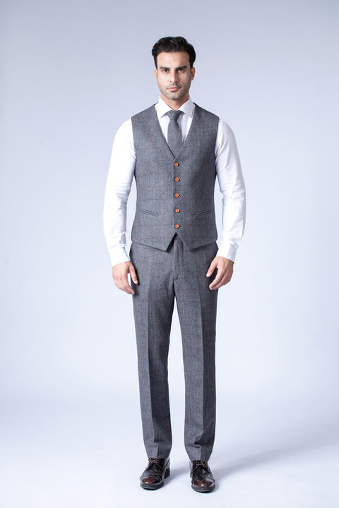 Traditional Grey Estate Herringbone Tweed Waistcoat