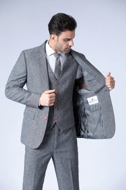 Classic Grey Barleycorn Tweed 3 Piece Suit