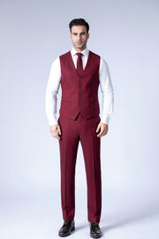 Maroon Barleycorn Tweed 3 Piece Suit