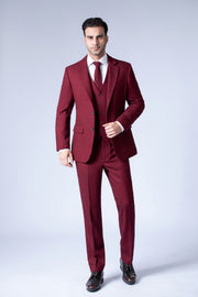 Maroon Barleycorn Tweed 3 Piece Suit