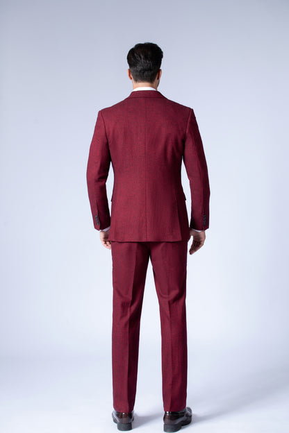 Maroon Barleycorn Tweed Suit