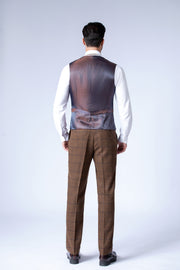 Country Brown Windowpane Tweed 3 Piece Suit