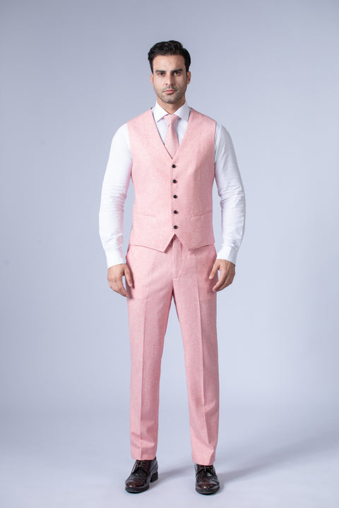 Pink Twill Tweed Waistcoat
