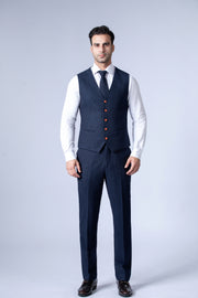 Classic Navy Barleycorn Tweed 3 Piece Suit