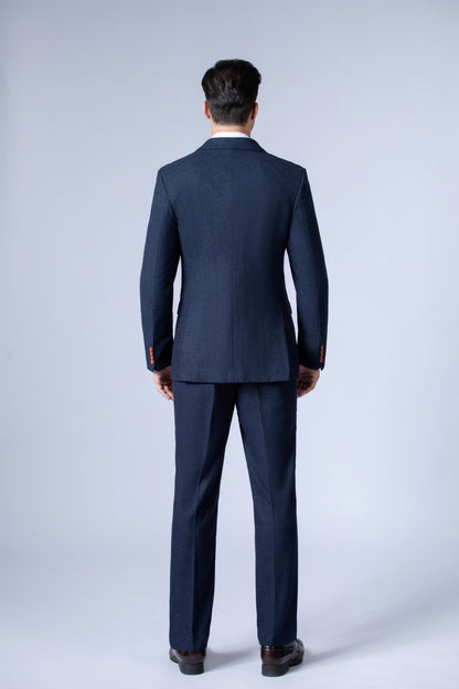 Classic Navy Barleycorn Tweed Suit