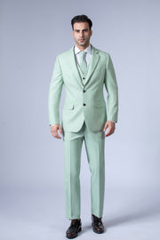 Light Green Twill Tweed 3 Piece Suit