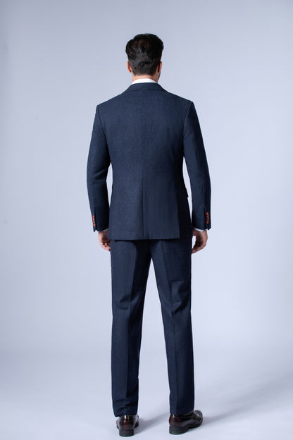 Navy Herringbone Tweed Suit