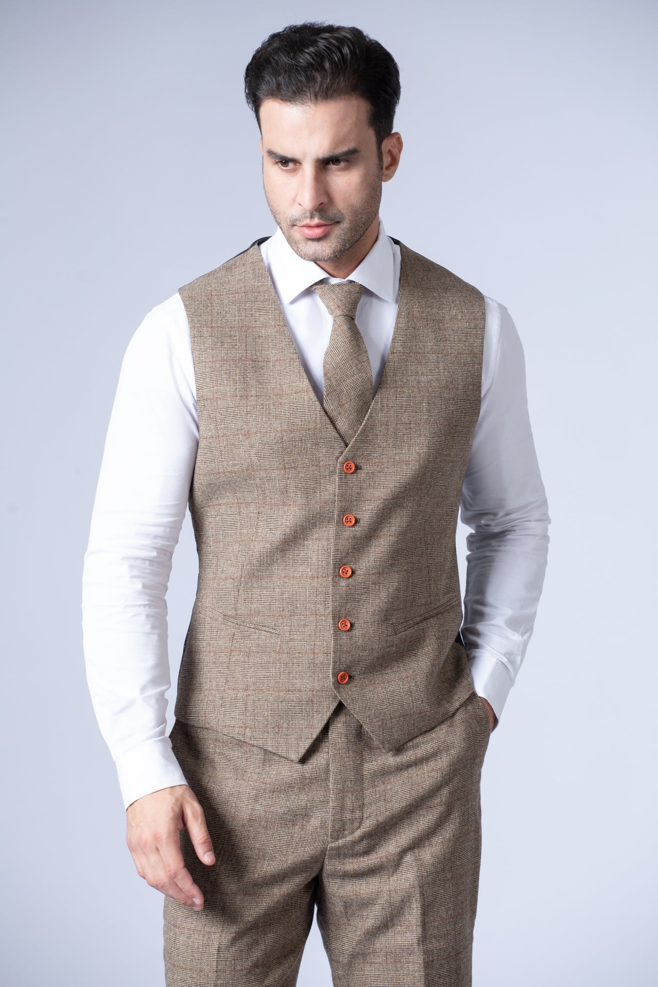 Brown Prince of Wales Tweed Suit