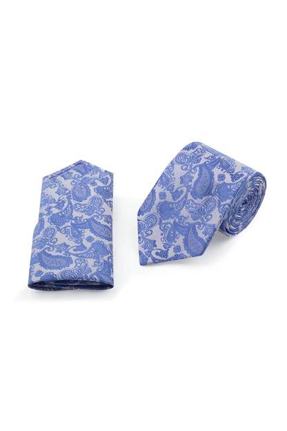 Blue Paisley Tie & Pocket Square 