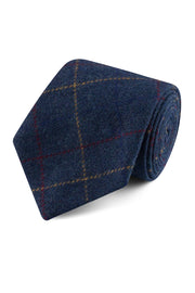 Blue Overcheck Twill Tweed Tie 