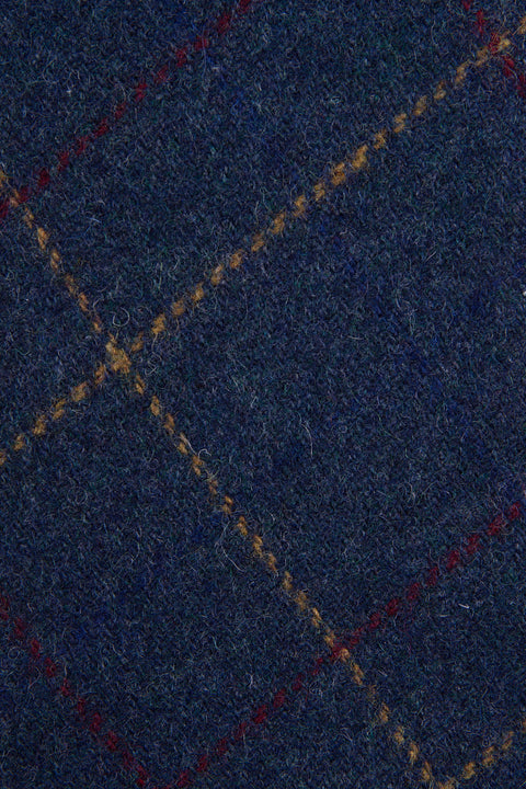 Close up of Blue Overcheck Twill Tweed Tie 