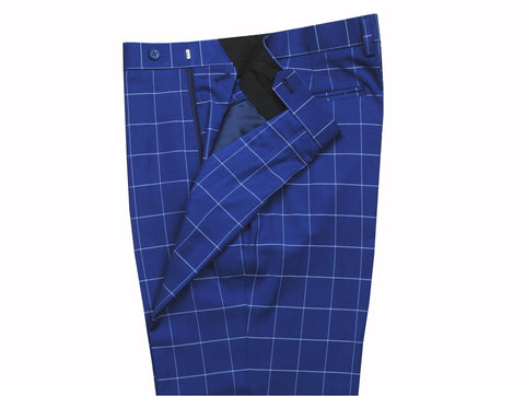 Dark Blue Windowpane Trousers