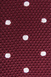 Burgundy White Spot Knitted Tie