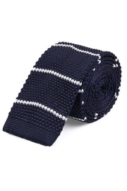 Navy Stripe Knitted Tie 