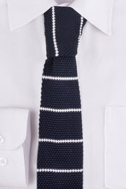 Navy Stripe Knitted Tie
