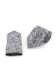 Grey Paisley Tie & Pocket Square 