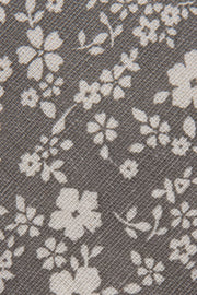 Close up of Grey Floral Linen Tie by Empire Outlet Luxury Menswear