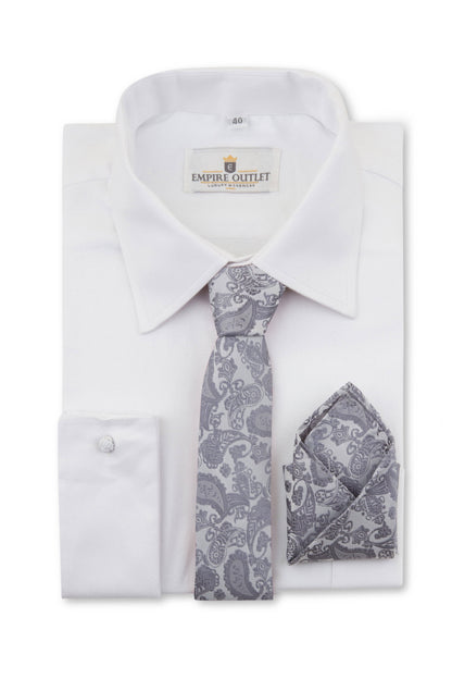 Grey Paisley Tie & Pocket Square