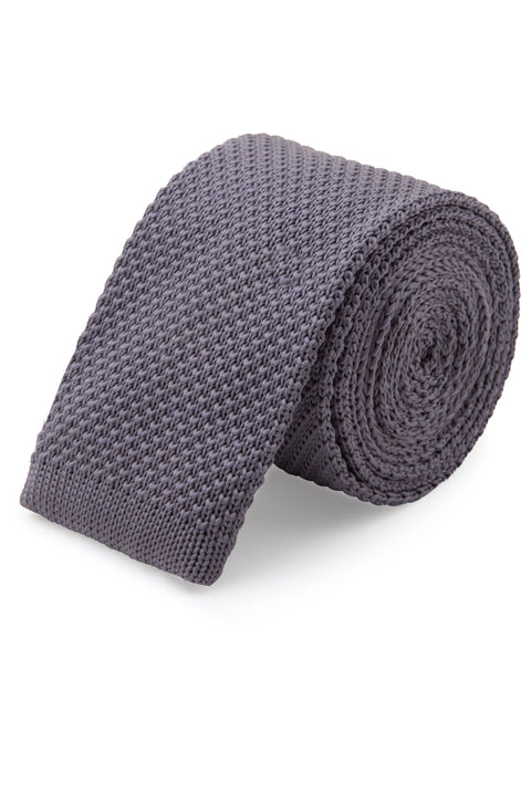 Grey Knitted Tie by Empire Outlet Luxury Menswear