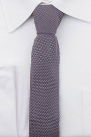Close up of Grey Knitted Tie on a shirt