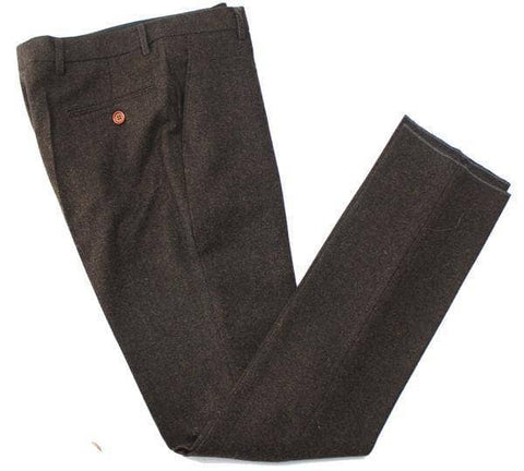 Dark Brown Herringbone Tweed Trousers