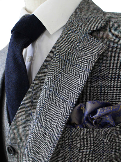 Grey Blue Prince of Wales Tweed Suit