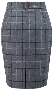 Light Grey Tattersall Tweed Skirt Womens
