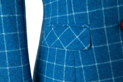 Sky Blue Windowpane Tweed Jacket Womens