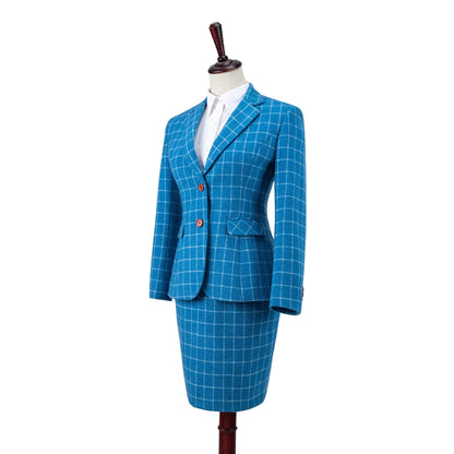 Sky Blue Windowpane Tweed Suit Womens