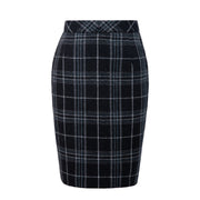 Black Plaid Overcheck Tweed Skirt Womens
