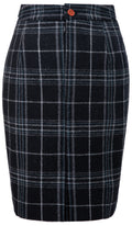 Black Plaid Overcheck Tweed Skirt Womens