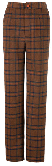 Chestnut Windowpane Plaid Tweed Trousers Womens