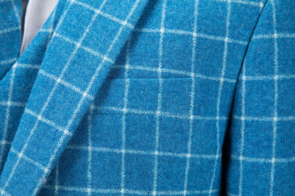 Sky Blue Windowpane Tweed Suit