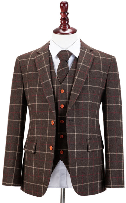 Dark Brown Tattersall Tweed Suit