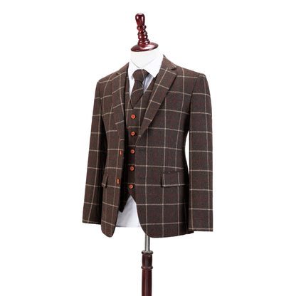 Dark Brown Tattersall Tweed Suit