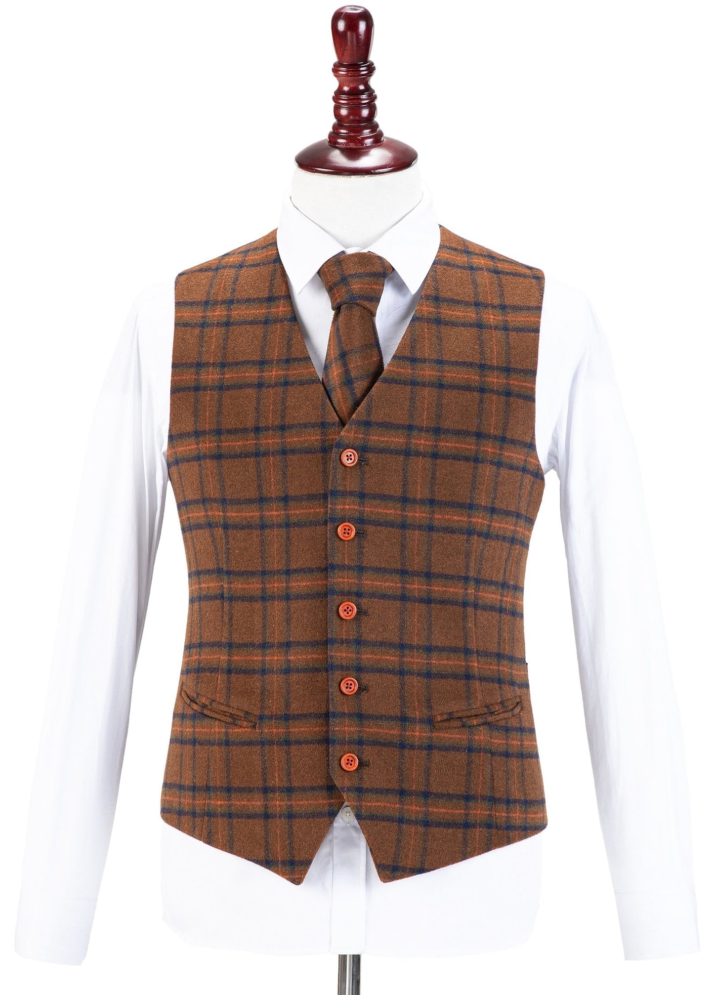 Chestnut Windowpane Plaid Tweed Suit