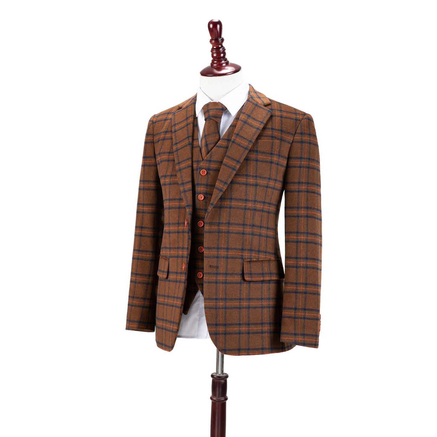 Chestnut Windowpane Plaid Tweed Suit