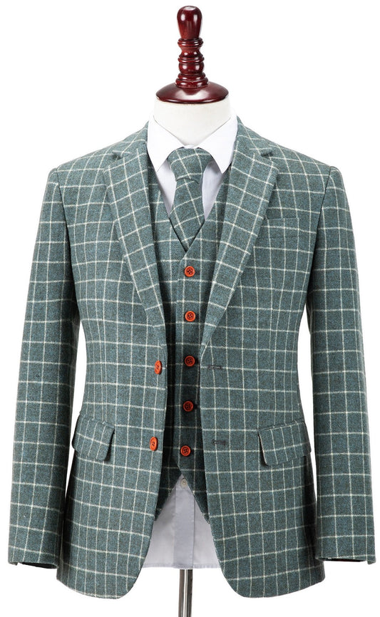 Light Green Windowpane Tweed Suit