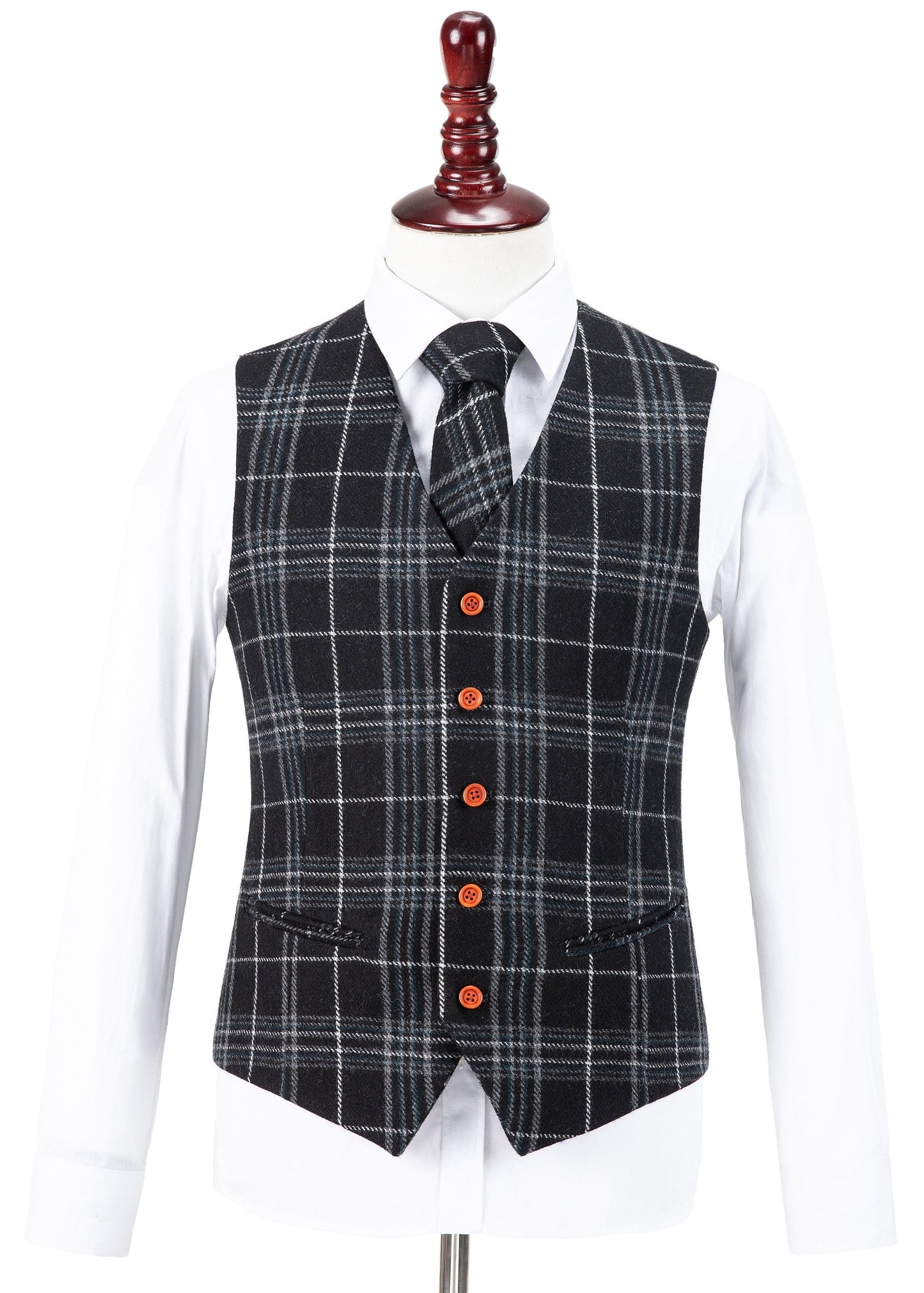 Black Plaid Overcheck Tweed Suit