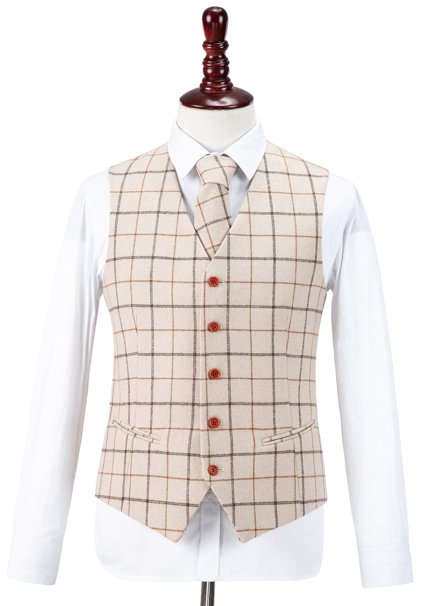 Cream Tattersall Tweed Waistcoat