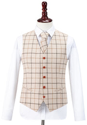 Cream Tattersall Tweed Waistcoat