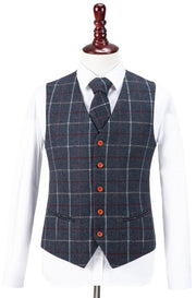 Charcoal Tattersall Tweed Waistcoat